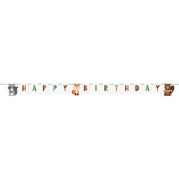 99 1/2"W x 6"H Wild One Woodland Animal Paper Banner, Case of 12