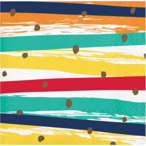 Birthday Stripes 5" x 5" Folded Beverage Napkin, Case of 192