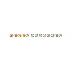 Birthday Stripes Banner Shaped Banner with Ribbon and Tassels,114"L x 8"H, Case of 12