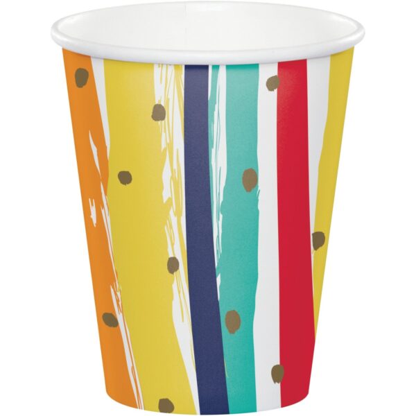 Birthday Stripes Paper Cups Hot/Cold Cup 9 Oz., Case of 96