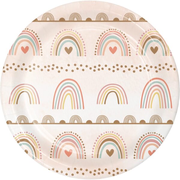 Boho Rainbow, 7" Paper Luncheon Plate, Case of 96