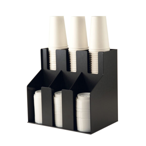 Cup/Lid Organizer Black 2-Tier 3-Stack