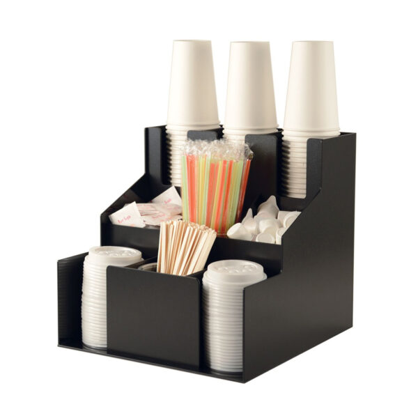 Cup/Lid Organizer Black 3-Tier 3-Stack