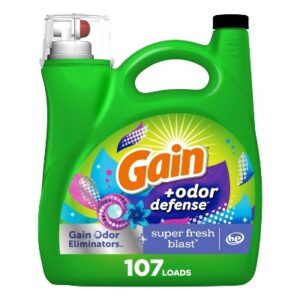 Gain + Odor Defense Super Fresh Blast Scent HE Compatible Liquid Laundry Detergent - 154 fl oz