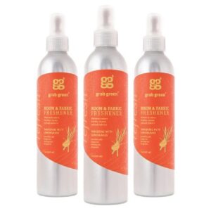 Grab Green Room and Fabric Freshener, 7oz Bottle, Tangerine with Lemongrass Scent - 3-pack (21oz Total)