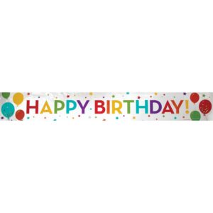 Happy Birthday Foil Banner,72"L x 5"H, Case of 12