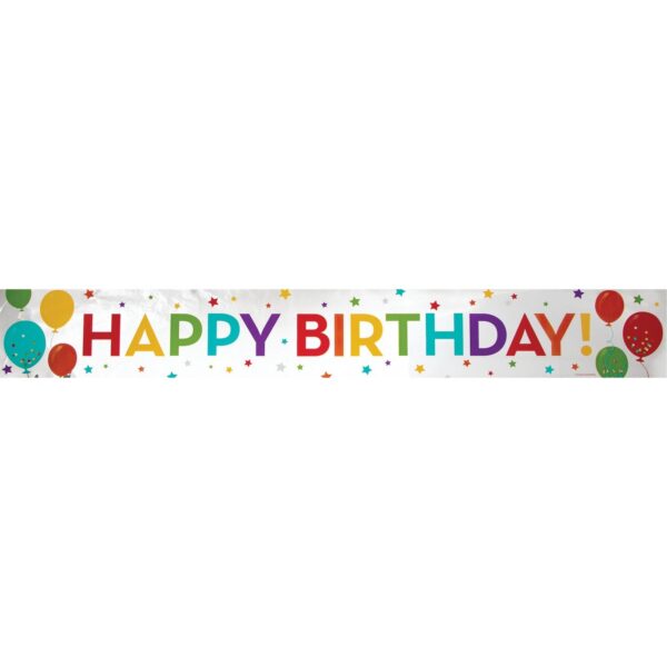 Happy Birthday Foil Banner,72"L x 5"H, Case of 12