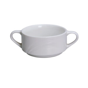 Miami, Round Bouillon Cup with Handle, 6 Oz., 3 7/8"Dia., Porcelain, White, Case of 36