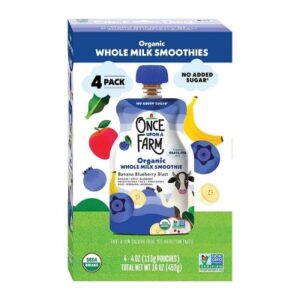 Once Upon a Farm Grassfed Banana Blueberry Whole Milk Smoothie - 16oz/4ct