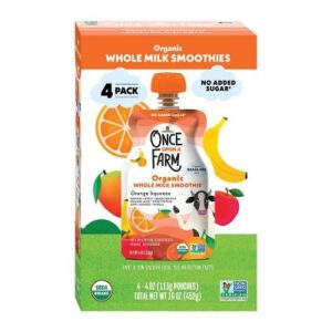 Once Upon a Farm Grassfed Orange Squeeze Whole Milk Smoothie - 16oz/4ct