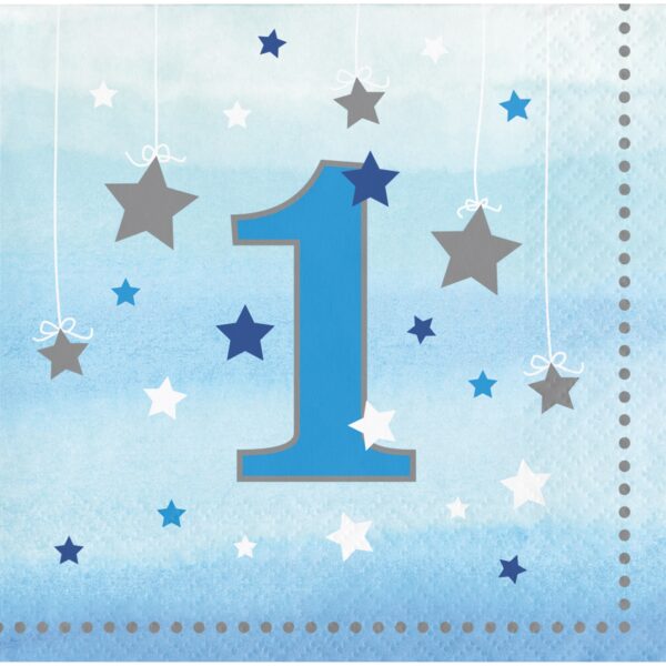 One Little Star Boy 1st Birthday Beverage Napkin, Case of 192