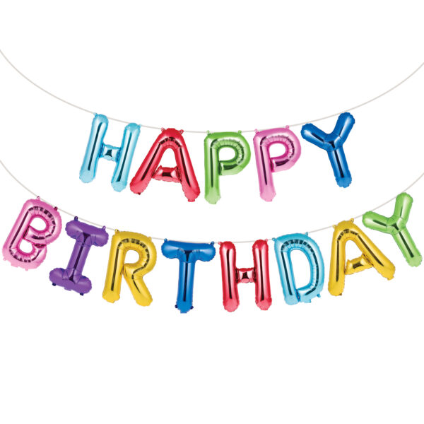 Rainbow Foil 16" x 14" "Happy Birthday" Balloon Banner, Case of 156