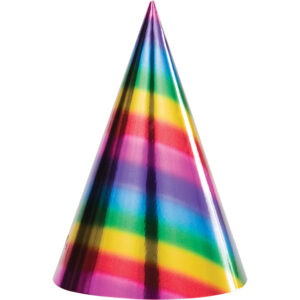 Rainbow Foil 4 1/4"Dia. X 6"H Cone Party Hat, Case of 96