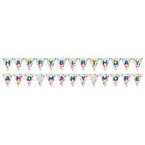 Rainbow Foil 7 1/2"H x 9 L 2 Sided Penant Banner, Case of 6