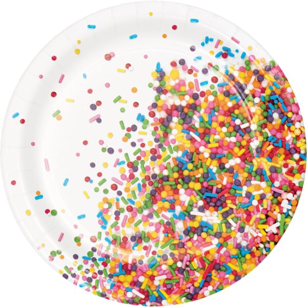 Sprinkles 7" Round Paper Luncheon Plate, Case of 96