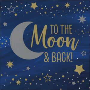 Starry Night, 6.5" x 6.5" Folded Luncheon Napkin, Moon and Back, Case of 192