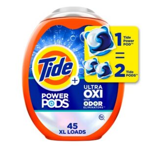 Tide Ultra Oxi Power Pods HE with Odor Eliminators for Visible and Invisible Dirt Laundry Detergent Soap Pacs - 72oz/45ct